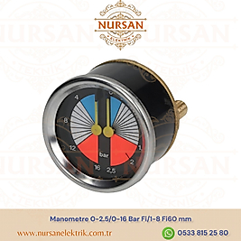 Manometre 0-2.5/0-16 Bar Fi/1-8 Fi60 mm
