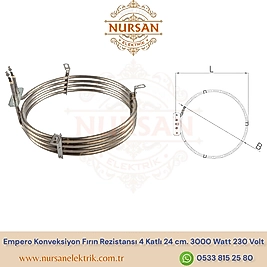Empero Konveksiyon Fırın Rezistansı 4 Katlı 24 cm. 3000 Watt 230 Volt