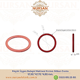 Küçük Üçgen Bulaşık Makinesi Kırmızı Silikon Conta 57,30 *47,70 *4,80 mm.
