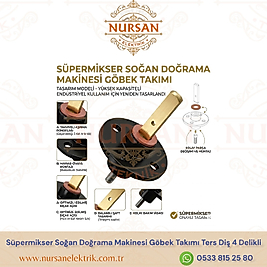 Süpermikser Soğan Doğrama Makinesi Göbek Takımı Ters Diş 4 Delikli Model