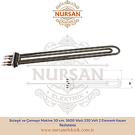 Bulaşık ve Çamaşır Makine 30 cm. 3600 Watt 230 Volt 2 Elemanlı Kazan Rezistansı