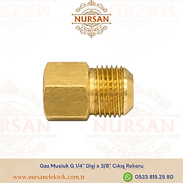 Gaz Musluk G 1/4″ Dişi x 3/8″ Cıkış Rekoru