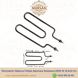 Öztiryakiler Makarna Fritözü, Bainmare Resiztansı 2000 W, 16.5x31 Cm