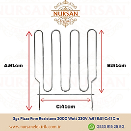 Sgs Pizza Fırın Rezistans 2000 Watt 230V A:61 B:51 C:41 Cm