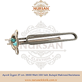 Ayıcık Üçgen 27 cm. 2600 Watt 230 Volt. Bulaşık Makinesi Rezistansı
