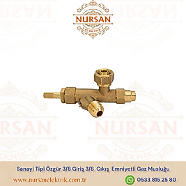 Sanayi Tipi Özgür 3/8 Giriş 3/8  Cıkış  Emniyetli Gaz Musluğu