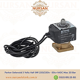 Parker Selenoid 3 Yollu Valf 9W 220/230v -30c+140C Max 20 Bar
