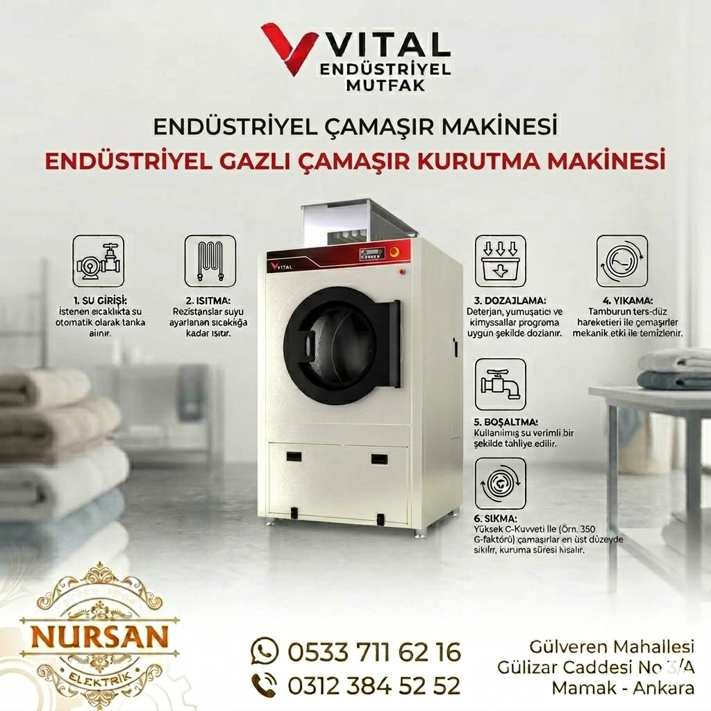 Vital Gazlı Çamaşır Kurutma Makinesi 15 Kg Servisi Ankara 0533 711 62 16
