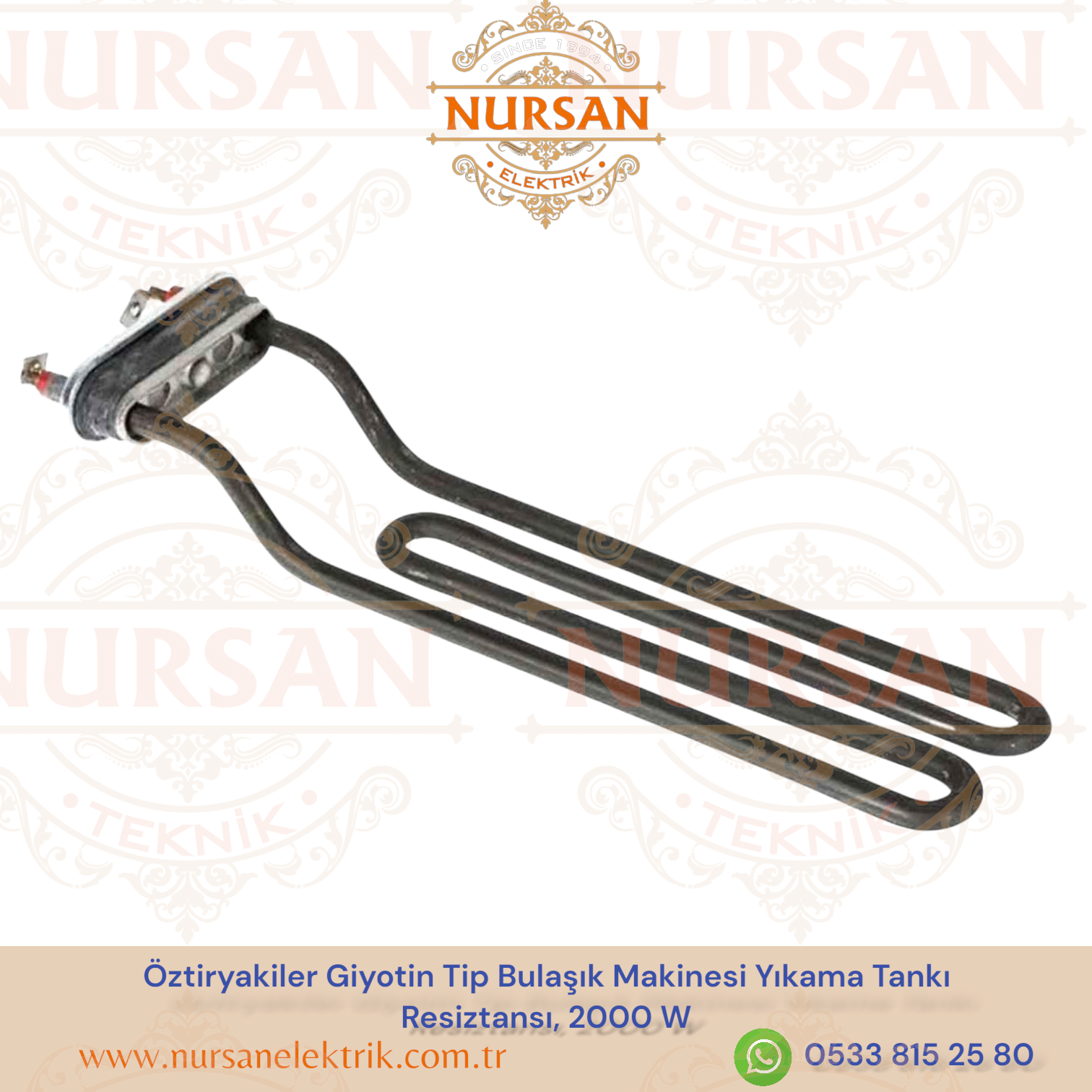 Öztiryakiler Giyotin Tip Bulaşık Makinesi Yıkama Tankı Resiztansı, 2000 W (RİCA)