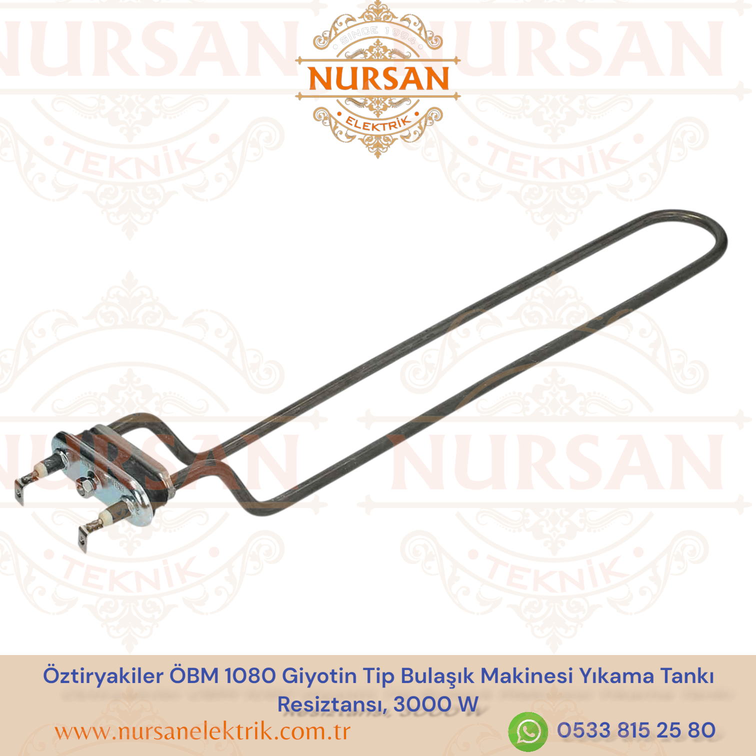 Öztiryakiler ÖBM 1080 Giyotin Tip Bulaşık Makinesi Yıkama Tankı Resiztansı, 3000 W