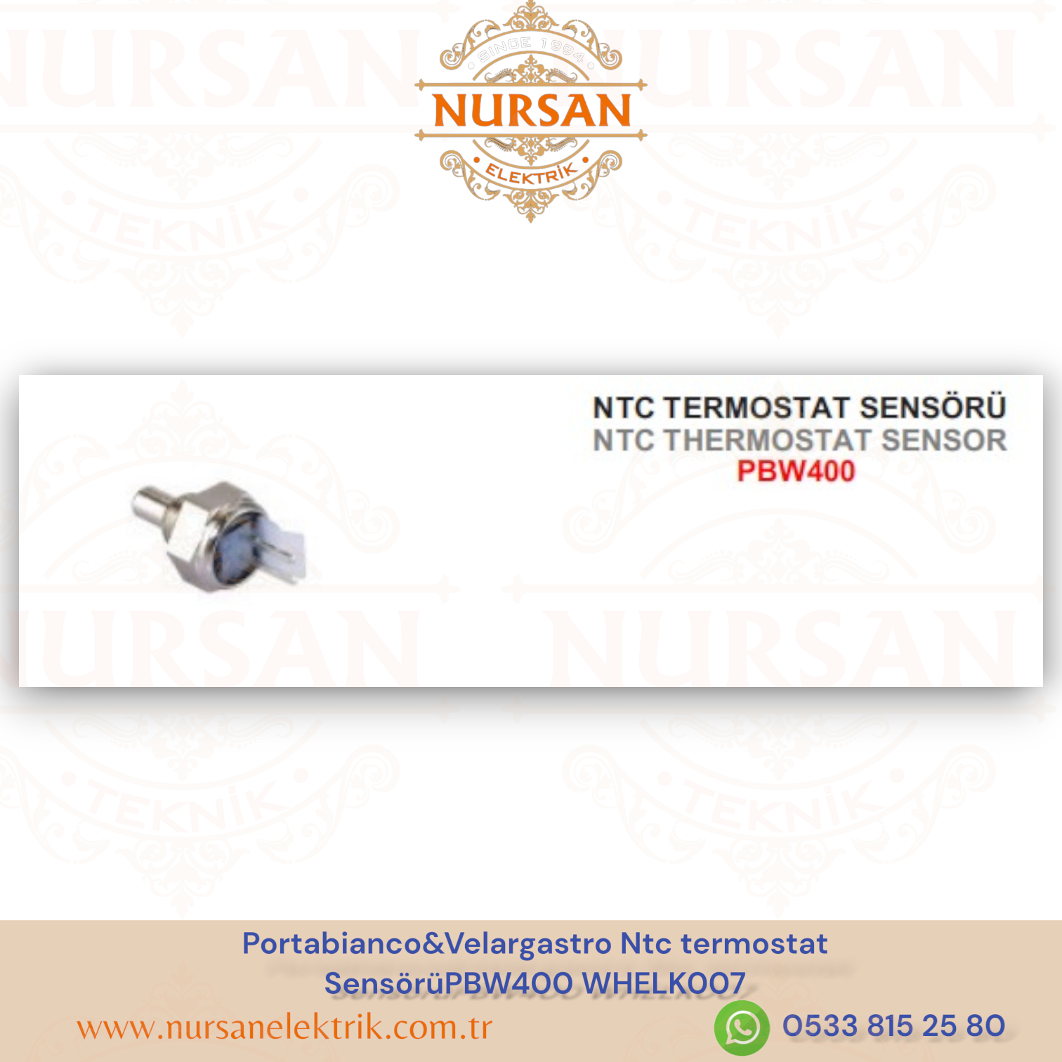 Portabianco&Velargastro Ntc termostat  SensörüPBW400 WHELK007