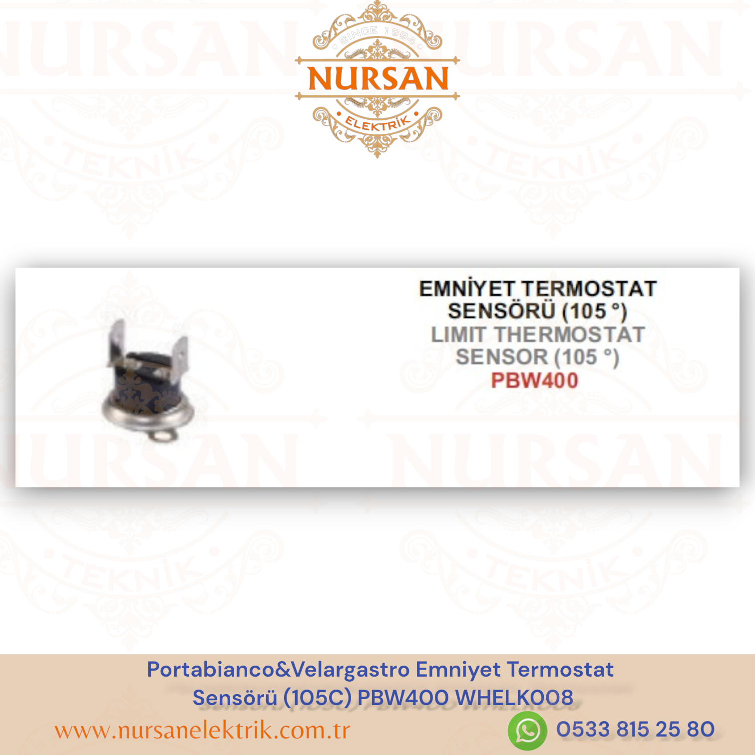 Portabianco&Velargastro Emniyet Termostat  Sensörü (105C) PBW400 WHELK008